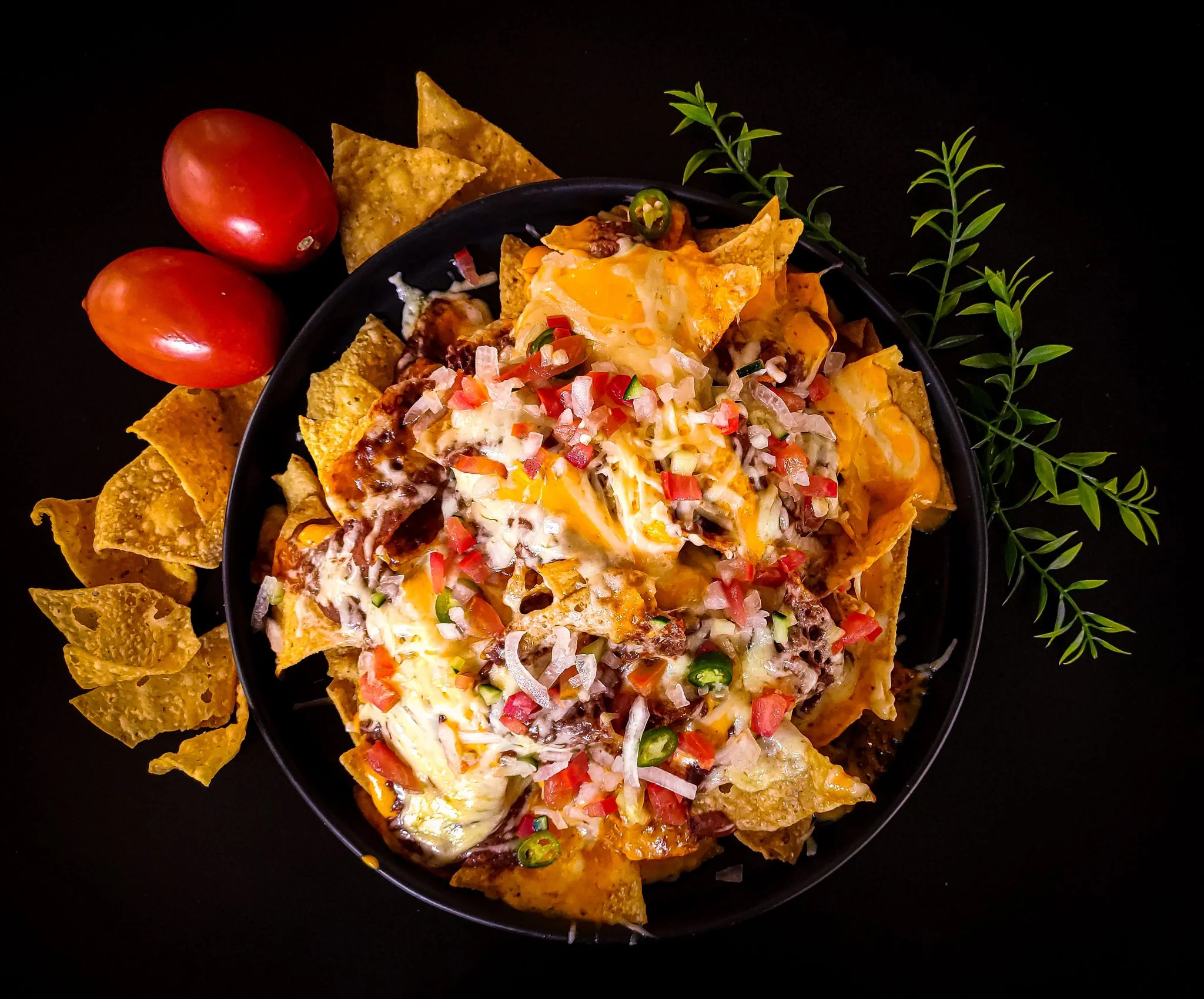 A plate of loaded Denver nachos